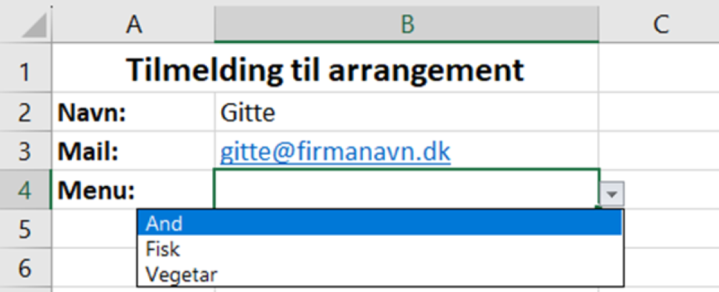 Nu indeholder rullelisten de data, du har valgt Nu indeholder rullelisten de data, du har valgt