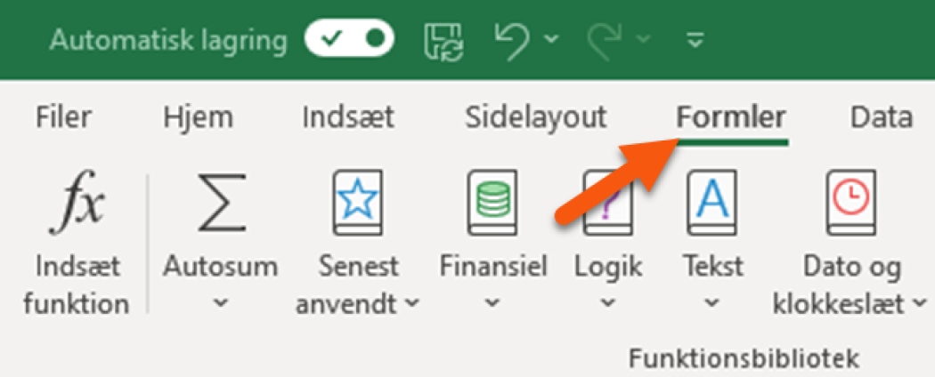 Klik på fanen "Formler" i Excel