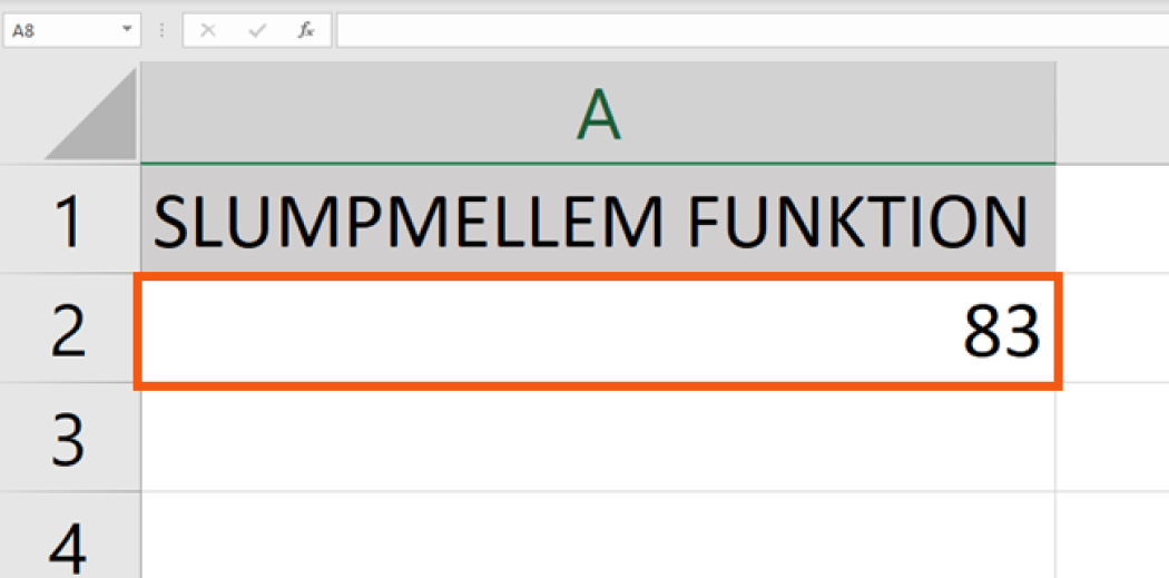 Funktionen genererer tilfældige tal mellem intervallet.