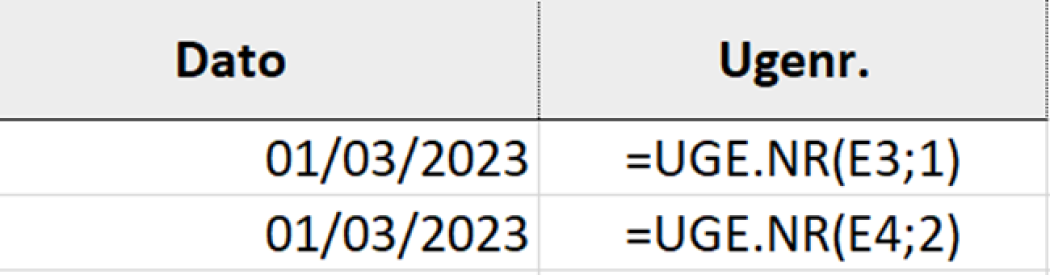 Det angivede tal i returtype bestemmer datoformat. Det angivede tal i returtype bestemmer datoformat.